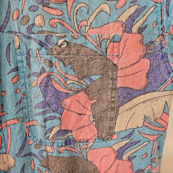 Revenge Shirtmakers Shirt Mens L 100% Cotton Allover Floral Tropical Print VTG - Picture 7 of 11